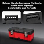 Jack Boss Steel Tool Box 15.5 Inch Small Portable Tool Organizer Box with Built-in Short Non-slip Handle Car Box with Removable tray - Image 7