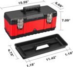 Jack Boss Steel Tool Box 15.5 Inch Small Portable Tool Organizer Box with Built-in Short Non-slip Handle Car Box with Removable tray - Image 5