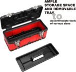 Jack Boss Steel Tool Box 15.5 Inch Small Portable Tool Organizer Box with Built-in Short Non-slip Handle Car Box with Removable tray - Image 4