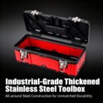 Jack Boss Steel Tool Box 15.5 Inch Small Portable Tool Organizer Box with Built-in Short Non-slip Handle Car Box with Removable tray - Image 2