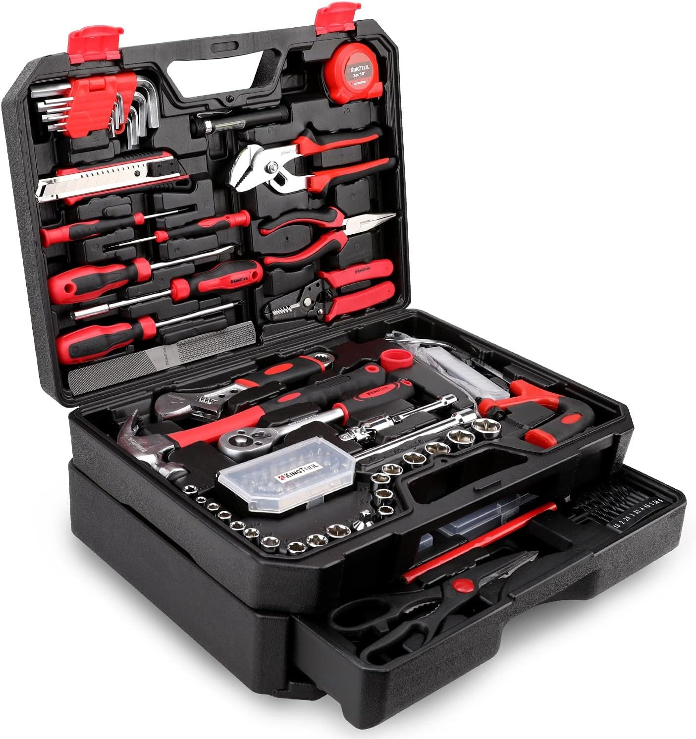 711pTh86caS._AC_SL1500_ KingTool 325 Piece Home Repair Tool Kit, General Home/Auto Repair Tool Set, Toolbox Storage Case with Drawer, General Household Tool Kit - Perfect for Homeowner, Diyer, Handyman,Fathers Day Gift - Image 1