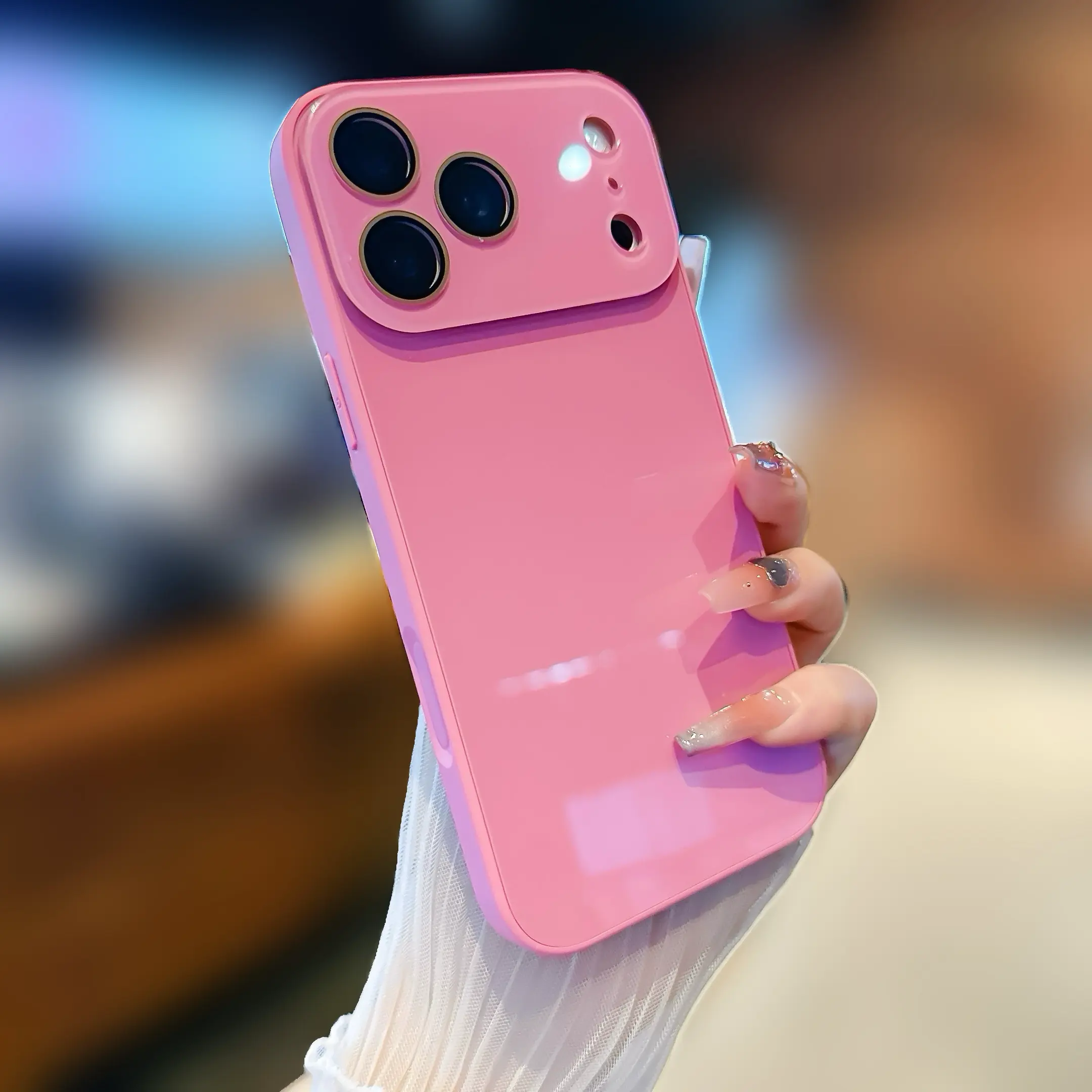 Luxury Crystal Texture Cellphone Case - Skin-Feeling Solid Color Protector, Phone Accessories Compatible with iPhone 18/17/16/15/14/13 Pro Max Series