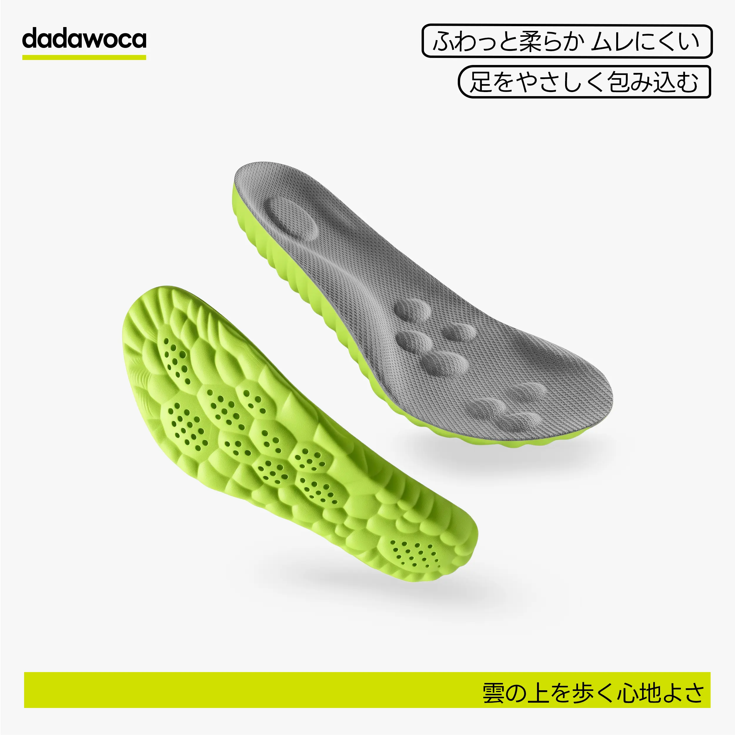 【dadawoca】立ち仕事やスポーツに 衝撃吸収 通気性抜群 快適インソール 男女兼用
